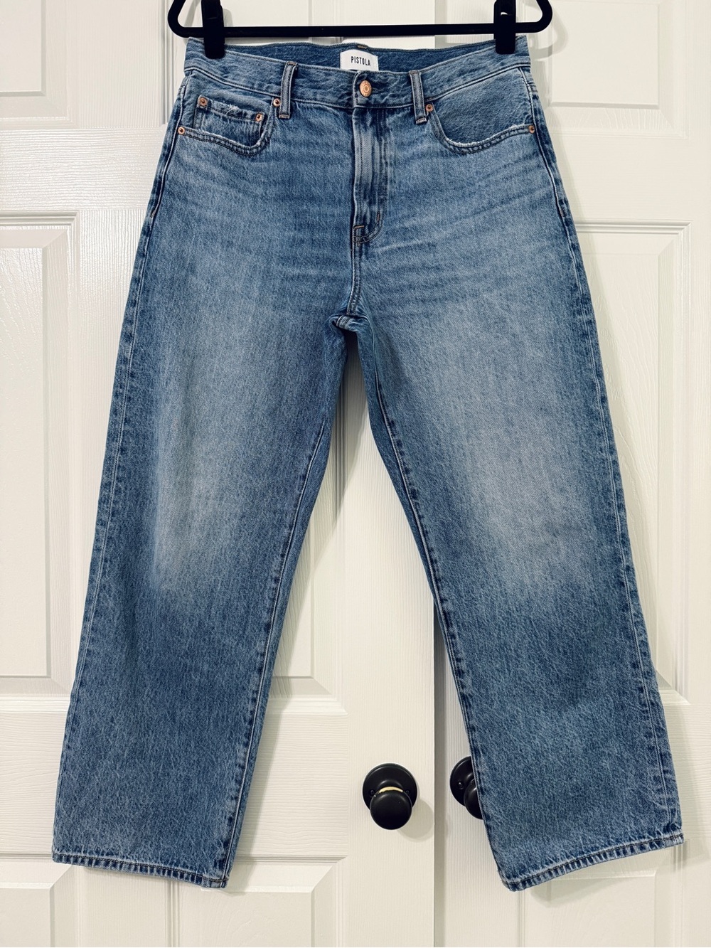 Pistola Lexi Mid Rise Bowed Straight Barrel Jeans 30 Metropolis - Picture 2 of 7